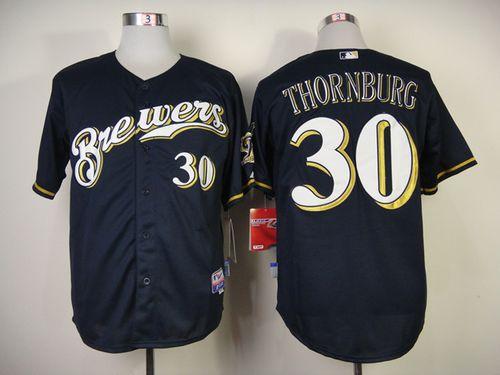 Custom Fan-Made Tyler Thornburg Milwaukee Brewers #30 Blue Baseball Jersey
