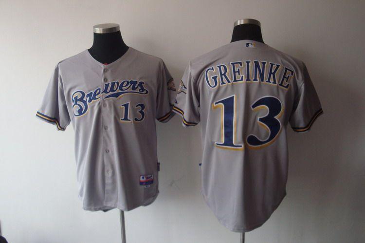 Custom Fan-Made Zack Greinke Milwaukee Brewers #13 Grey Baseball Jersey