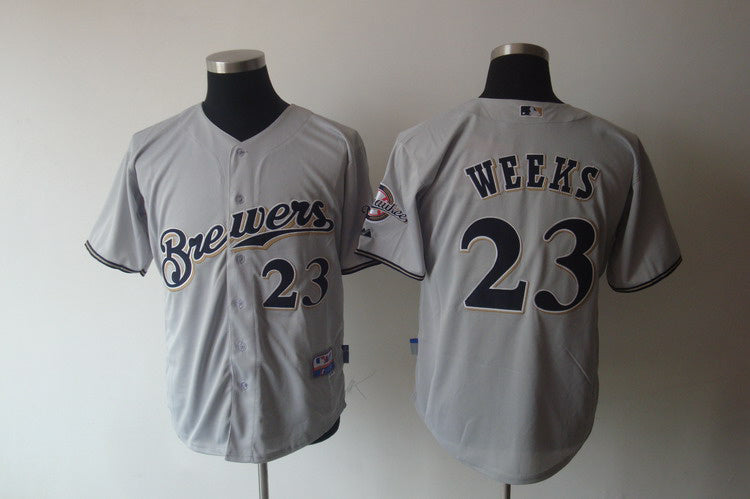 Custom Fan-Made Rickie Weeks Milwaukee Brewers #23 Grey Baseball Jersey