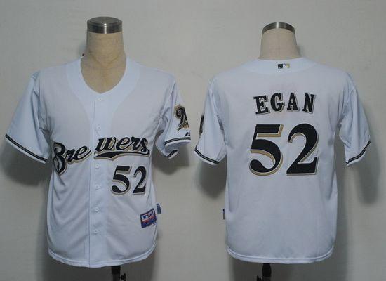Custom Fan-Made Egan Milwaukee Brewers #52 White Baseball Jersey