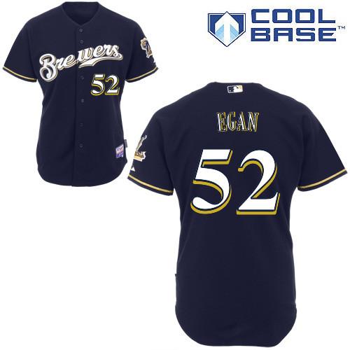 Custom Fan-Made Pat Egan Milwaukee Brewers #52 Blue Baseball Jersey