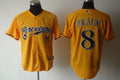 Custom Fan-Made Ryan Braun Cerveceros Milwaukee Brewers #8 Yellow Baseball Jersey