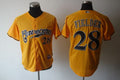 Custom Fan-Made Prince Fielder Cerveceros Milwaukee Brewers #28 Yellow Baseball Jersey