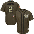 Custom Fan-Made Scooter Gennett Milwaukee Brewers #2 Green Service Edition Baseball Jersey
