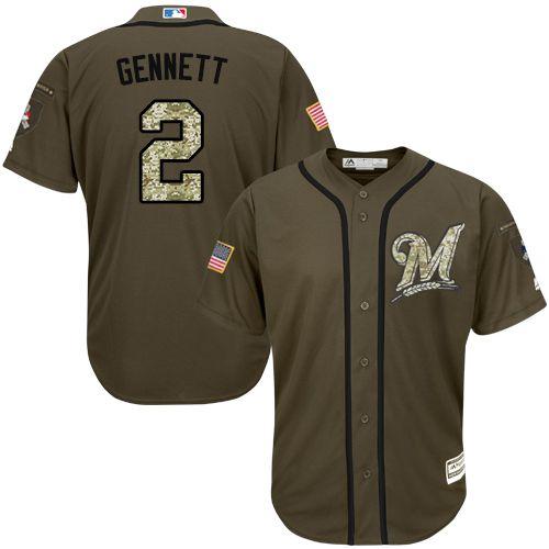 Custom Fan-Made Scooter Gennett Milwaukee Brewers #2 Green Service Edition Baseball Jersey