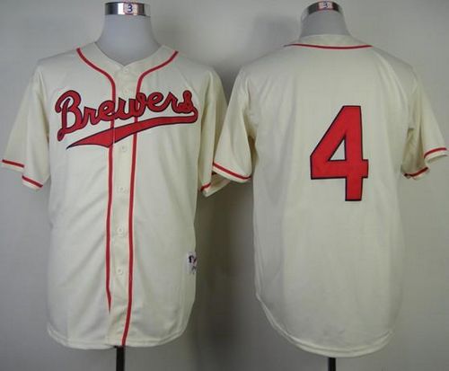 Custom Fan-Made Paul Molitor Milwaukee Brewers #4 1948 Throwback Turn Back Clock Edition Baseball Jersey