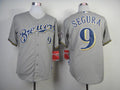 Custom Fan-Made Jean Segura Milwaukee Brewers #9 Grey Baseball Jersey