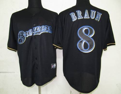 Custom Fan-Made Ryan Braun Milwaukee Brewers #8 Black Baseball Jersey