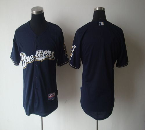 Custom Fan-Made Blue Milwaukee Brewers Baseball Jersey Milwaukee Brewers Blue Baseball Jersey