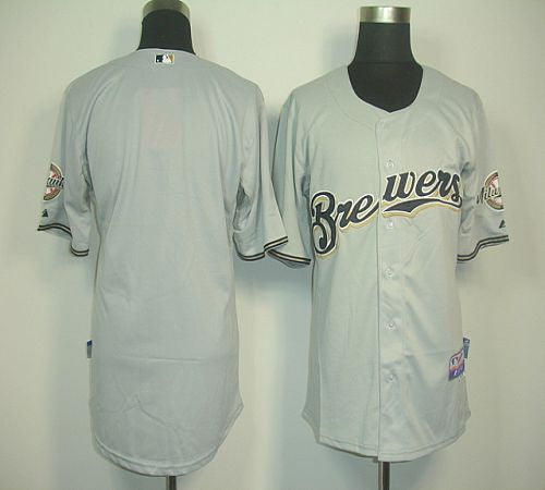 Custom Fan-Made Grey Milwaukee Brewers Baseball Jersey Milwaukee Brewers Grey Baseball Jersey