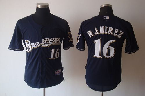 Custom Fan-Made Aramis Ramirez Milwaukee Brewers #16 Blue Baseball Jersey