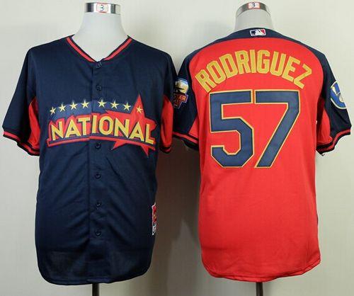 Custom Fan-Made Francisco Rodriguez Navy/Red BP Milwaukee Brewers #57 2014 All-Star Edition Baseball Jersey