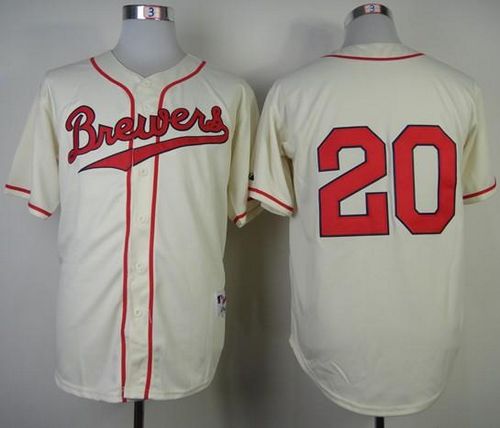 Custom Fan-Made Jonathan Lucroy Milwaukee Brewers #20 1948 Throwback Turn Back Clock Edition Baseball Jersey