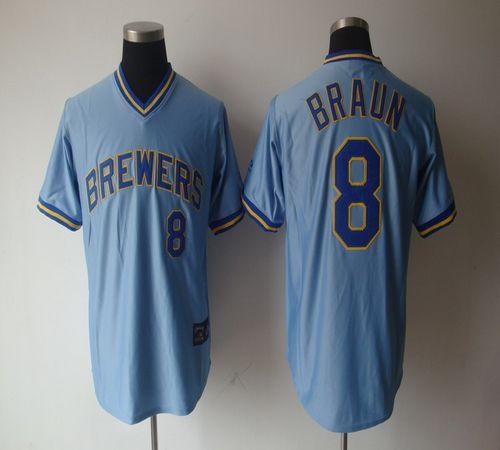 Custom Fan-Made Ryan Braun Cooperstown Milwaukee Brewers #8 Blue Baseball Jersey