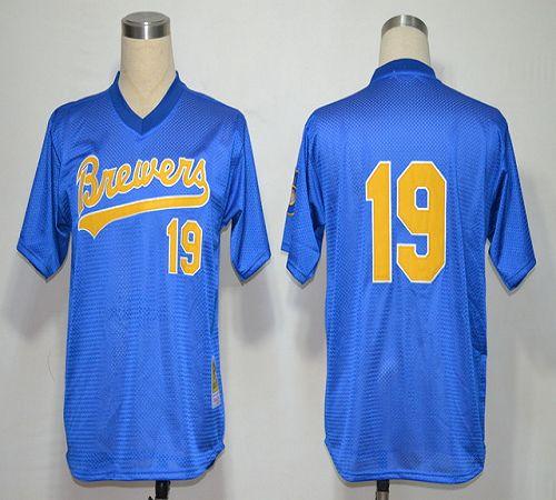 Custom Fan-Made Robin Yount Milwaukee Brewers #19 Blue 1991 Baseball Jersey
