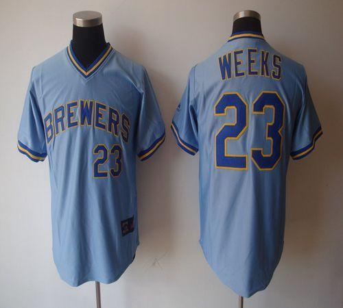 Custom Fan-Made Rickie Weeks Cooperstown Milwaukee Brewers #23 Blue Baseball Jersey