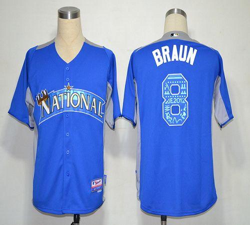 Custom Fan-Made Ryan Braun BP Milwaukee Brewers #8 Blue 2012 All-Star Edition Baseball Jersey