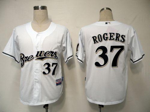 Custom Fan-Made Mark Rogers Milwaukee Brewers #37 White Baseball Jersey