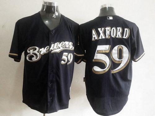 Custom Fan-Made John Axford Milwaukee Brewers #59 Blue Baseball Jersey