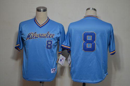 Custom Fan-Made Ryan Braun Milwaukee Brewers #8 Blue 1982 Throwback Turn Back Clock Edition Baseball Jersey