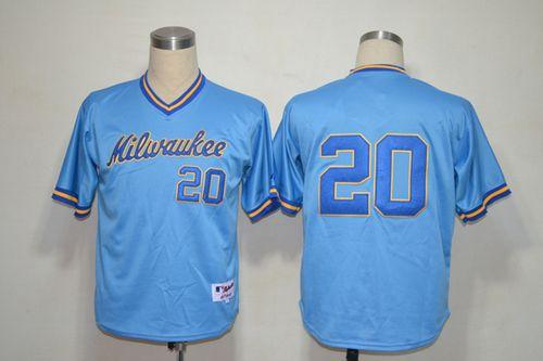 Custom Fan-Made Jonathan Lucroy Milwaukee Brewers #20 Blue 1982 Throwback Turn Back Clock Edition Baseball Jersey