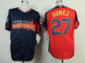 Custom Fan-Made Carlos Gomez Navy/Red BP Milwaukee Brewers #27 2014 All-Star Edition Baseball Jersey