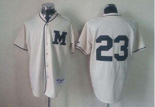 Custom Fan-Made Rickie Weeks Milwaukee Brewers #23 1913 Throwback Turn Back Clock Edition Baseball Jersey