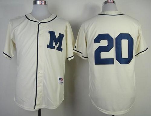 Custom Fan-Made Jonathan Lucroy Milwaukee Brewers #20 1913 Throwback Turn Back Clock Edition Baseball Jersey