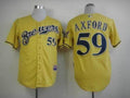 Custom Fan-Made John Axford Milwaukee Brewers #59 Yellow Baseball Jersey