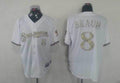 Custom Fan-Made Ryan Braun Milwaukee Brewers #8 White USMC Baseball Jersey