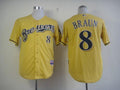 Custom Fan-Made Ryan Braun Milwaukee Brewers #8 Yellow Baseball Jersey