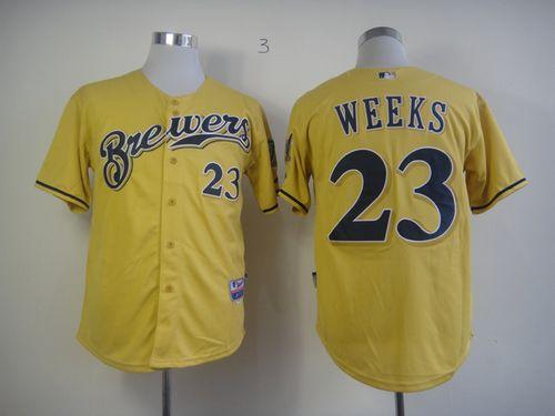 Custom Fan-Made Rickie Weeks Milwaukee Brewers #23 Yellow Baseball Jersey