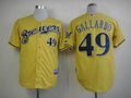 Custom Fan-Made Yovani Gallardo Milwaukee Brewers #49 Yellow Baseball Jersey