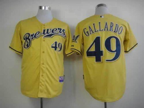 Custom Fan-Made Yovani Gallardo Milwaukee Brewers #49 Yellow Baseball Jersey
