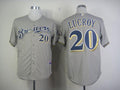 Custom Fan-Made Jonathan Lucroy Milwaukee Brewers #20 Grey Baseball Jersey