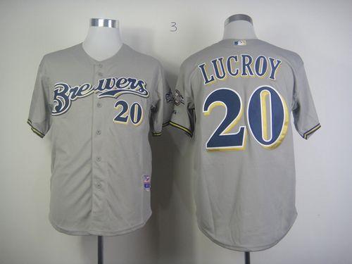 Custom Fan-Made Jonathan Lucroy Milwaukee Brewers #20 Grey Baseball Jersey