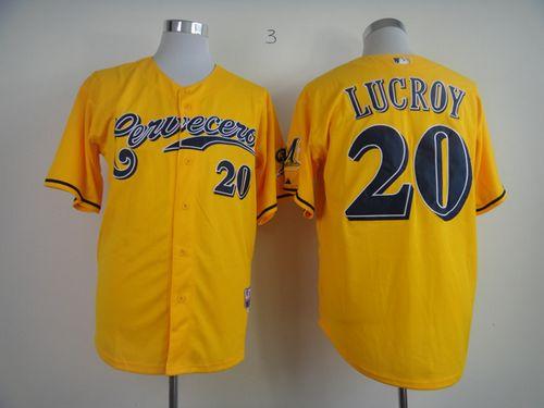 Custom Fan-Made Jonathan Lucroy Cerveceros Milwaukee Brewers #20 Yellow Baseball Jersey