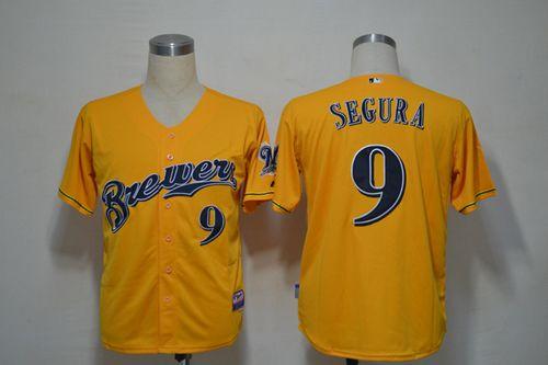 Custom Fan-Made Jean Segura Milwaukee Brewers #9 Yellow Baseball Jersey