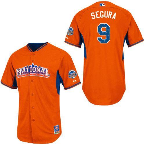 Custom Fan-Made Jean Segura Milwaukee Brewers #9 Orange 2013 All-Star Edition Baseball Jersey