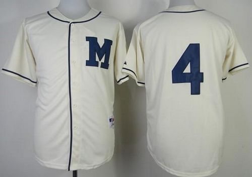 Custom Fan-Made Paul Molitor Milwaukee Brewers #4 1913 Throwback Turn Back Clock Edition Baseball Jersey