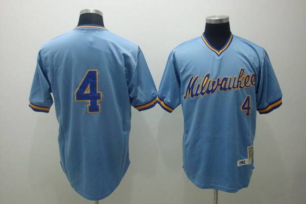 Custom Fan-Made Paul Molitor Milwaukee Brewers #4 Blue Throwback Baseball Jersey