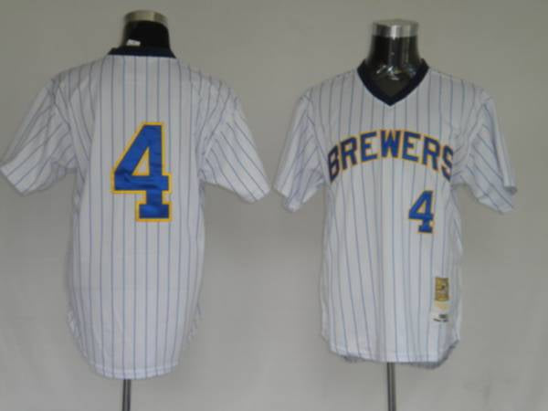 Custom Fan-Made Paul Molitor Milwaukee Brewers #4 White Throwback Baseball Jersey
