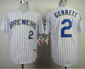 Custom Fan-Made Scooter Gennett Milwaukee Brewers #2 White Baseball Jersey