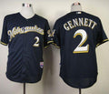 Custom Fan-Made Scooter Gennett Milwaukee Brewers #2 Blue Baseball Jersey