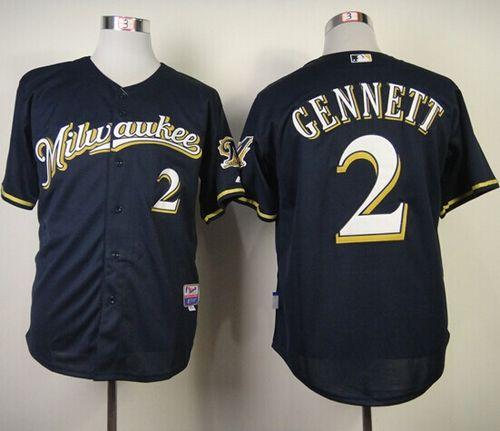 Custom Fan-Made Scooter Gennett Milwaukee Brewers #2 Blue Baseball Jersey