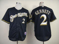 Custom Fan-Made Scooter Gennett Milwaukee Brewers #2 Blue Baseball Jersey