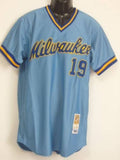 Custom Fan-Made Robin Yount Milwaukee Brewers #19 Blue Throwback Baseball Jersey