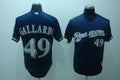 Custom Fan-Made Yovani Gallardo Milwaukee Brewers #49 Blue Baseball Jersey