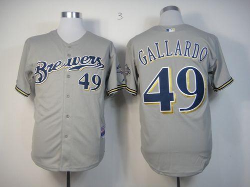Custom Fan-Made Yovani Gallardo Milwaukee Brewers #49 Grey Baseball Jersey