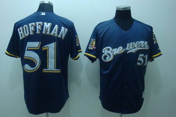 Custom Fan-Made Trevor Hoffman Milwaukee Brewers #51 Blue Baseball Jersey